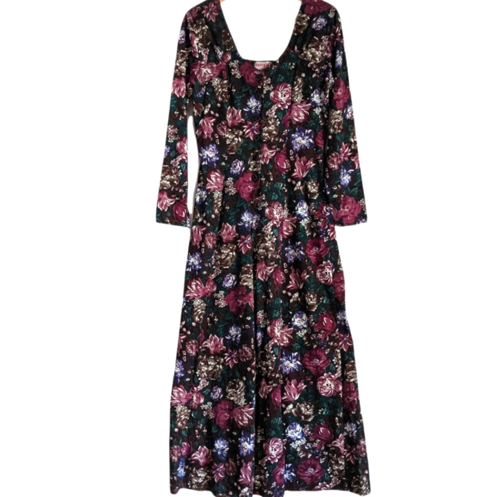 VTG 80's 90's Floral Wide Legged Long Sleeved Jumpsuit Size Medium